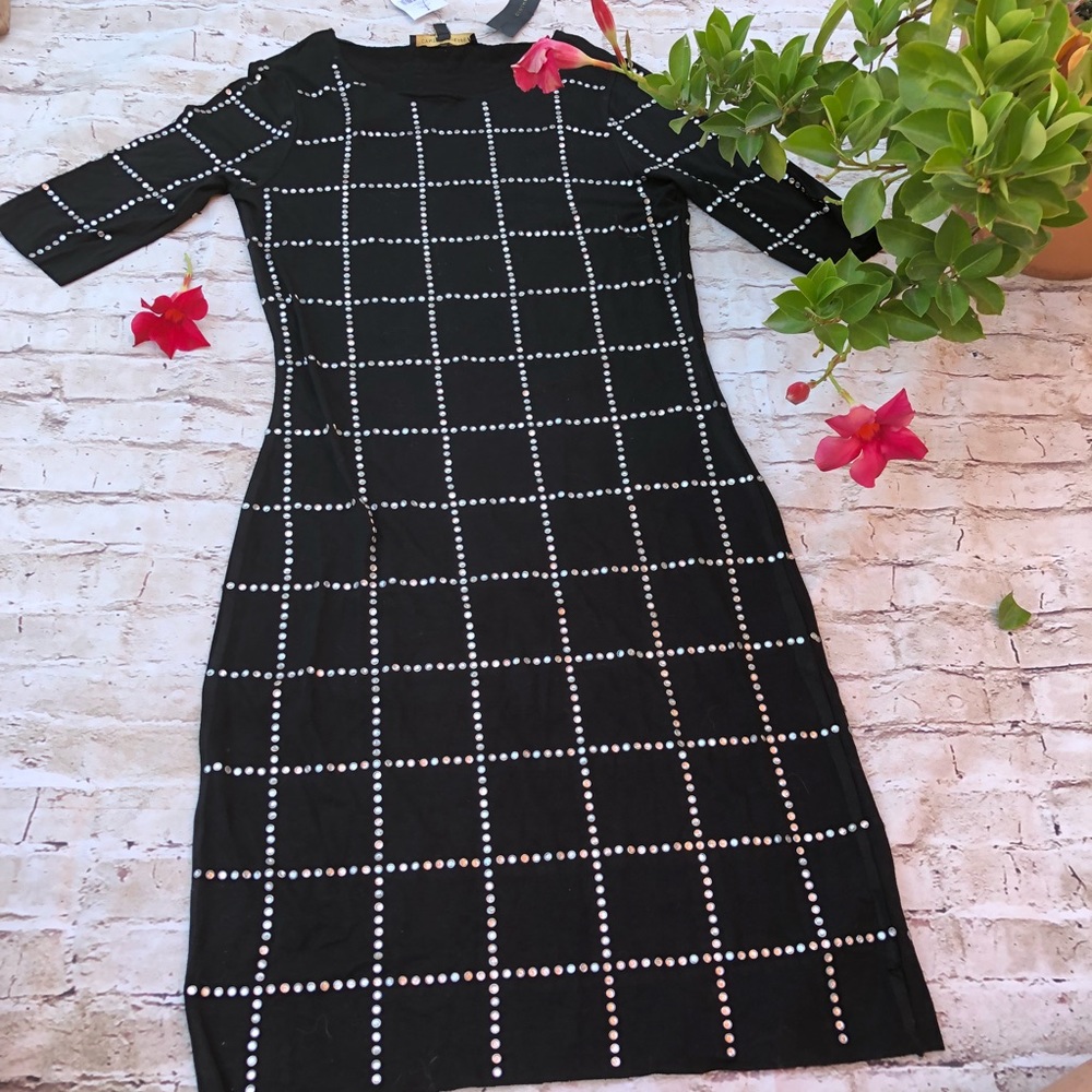 Cynthia Steffe bezel set rhinestone stretch black